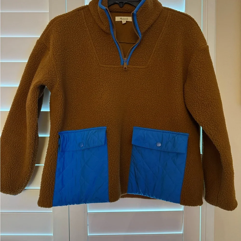 Madewell (Re)sourced Fleece Sky Blue Quilted-Pocket Jacket Retails $128 Size XS - Picture 1 of 4